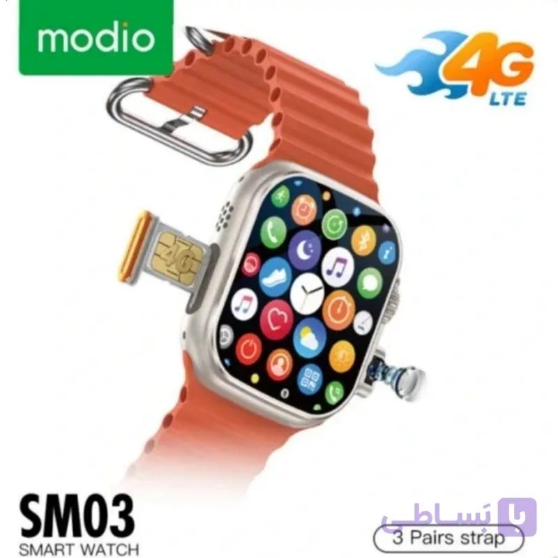 ساعت هوشمند سیم کارت خور مودیو اصل مدل Modio SM03 طرح اولترا | به همراه ۳ جفت بند و دوربین مخفی + (گارانتی طلایی) — تصویر 1