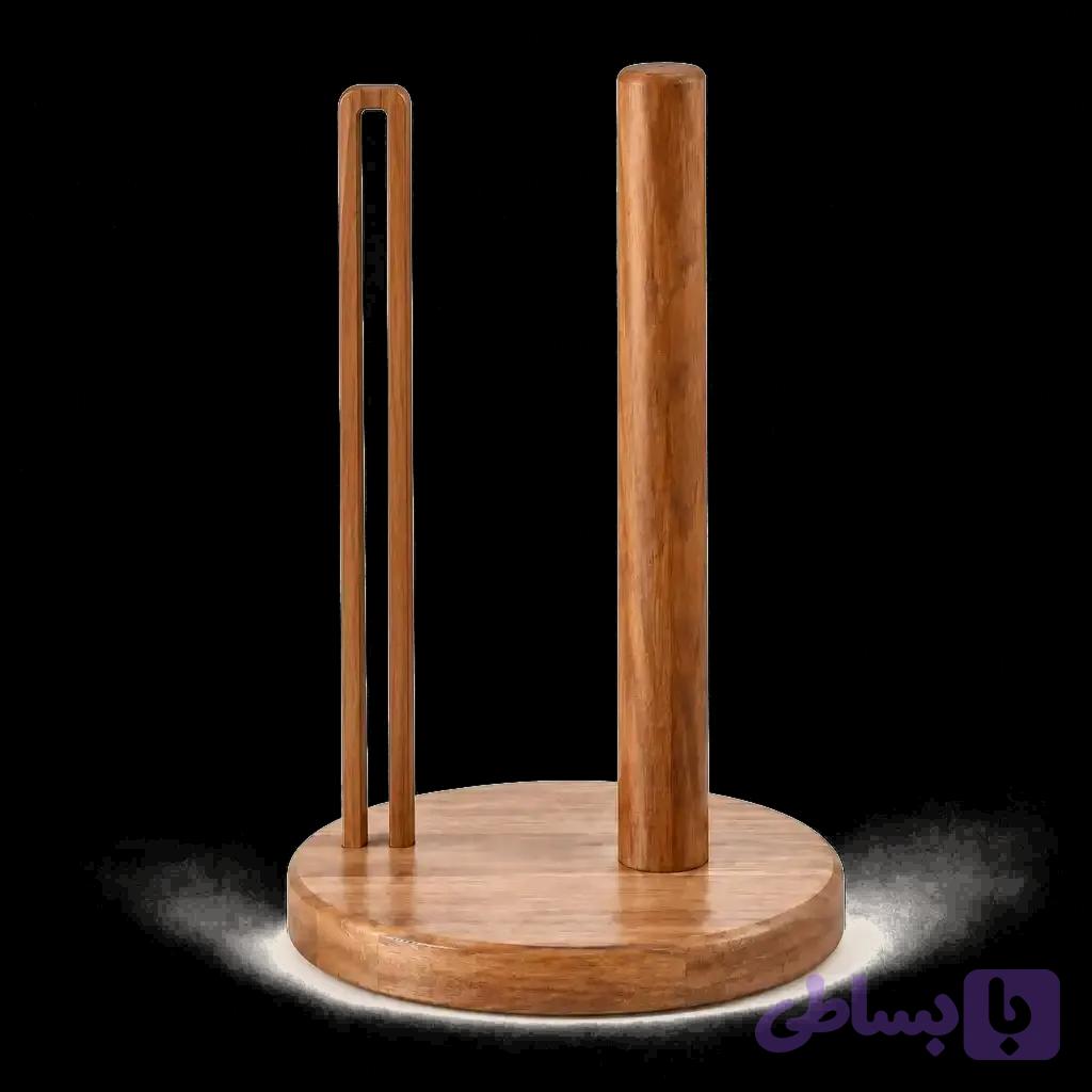 استند رول دستمال کاغذی چوبی — تصویر 1