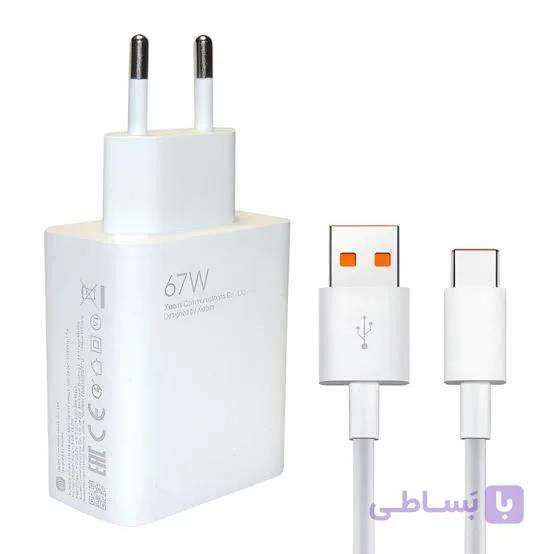 شارژر دیواری شیائومی مدل 67W به همراه تبدیل USB-C (کد385)