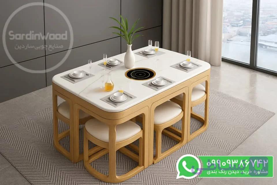 میز ناهار خوری کم جا 6 نفره مدل کیا — تصویر 1