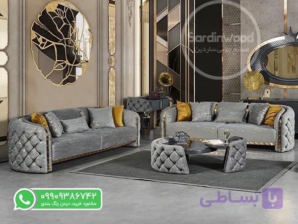 مبل چستر طوسی و کرم مدل مایک — تصویر 1