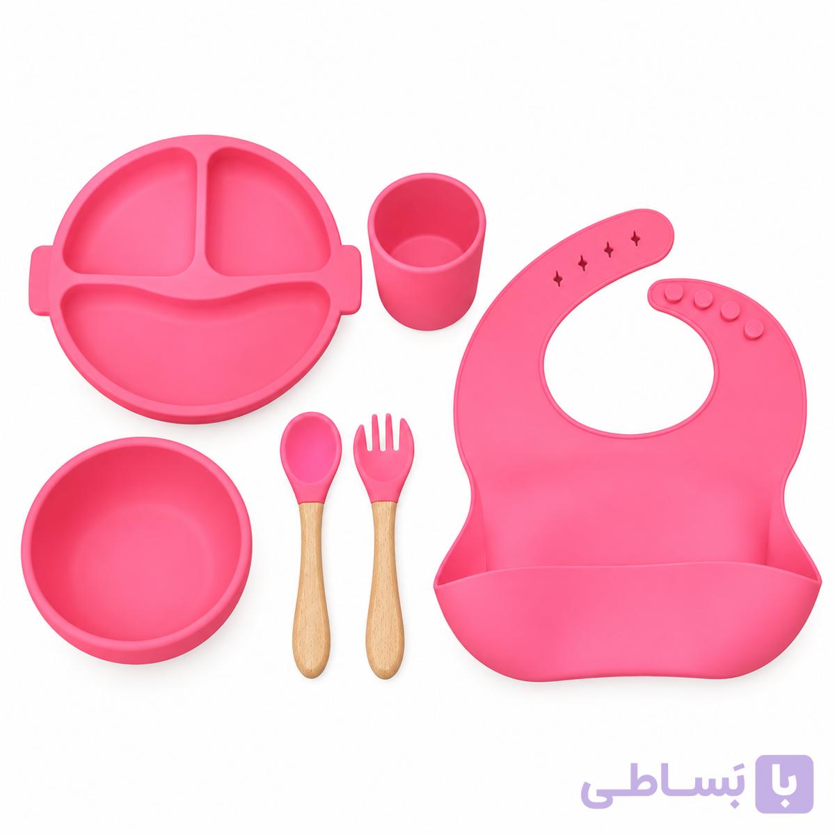 ست ظروف غذای سیلیکونی Tablesware صورتی1 — تصویر 1