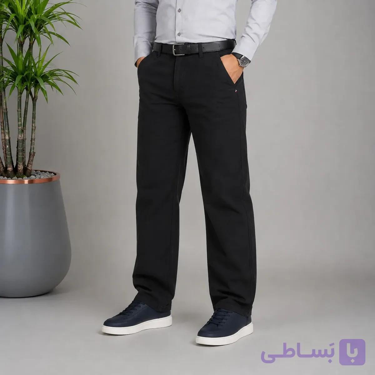 شلوار کتان مردانه کلاسیک مشکی و سبز یشمی سایز 42 تا 52