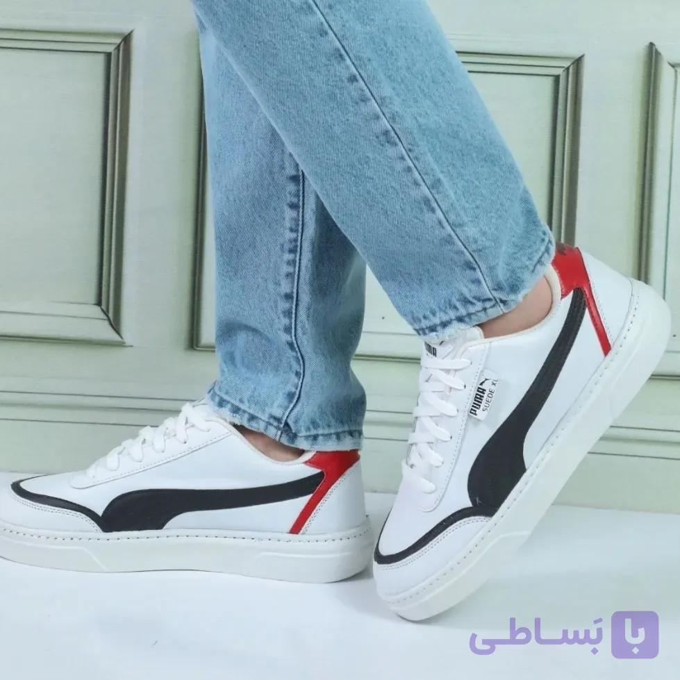 کفش کتانی اسپرت ونس مدل پوما دوردوخت سفید سایز 41 تا 44