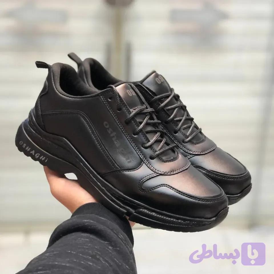 کفش چرم مردانه طرح اکو رویه چرم صنعتی زیره پیو سبک کفی طبی دور دوخت شرکتی