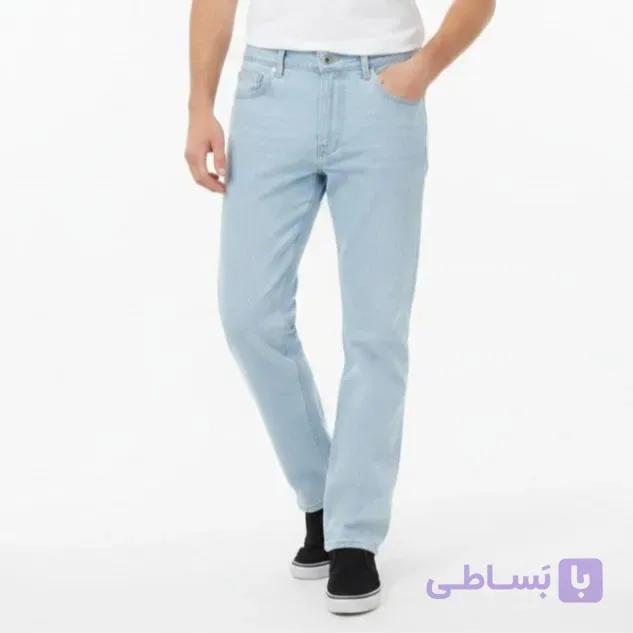 شلوار جین مردانه راسته آبی یخی سایز 42 تا 58