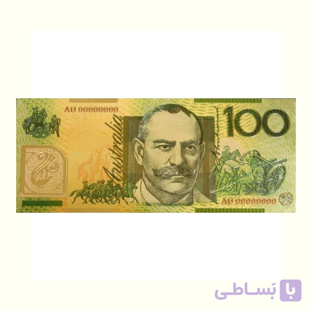 اسکناس ۱۰۰ دلار استرالیا با روکش طلایی — تصویر 1