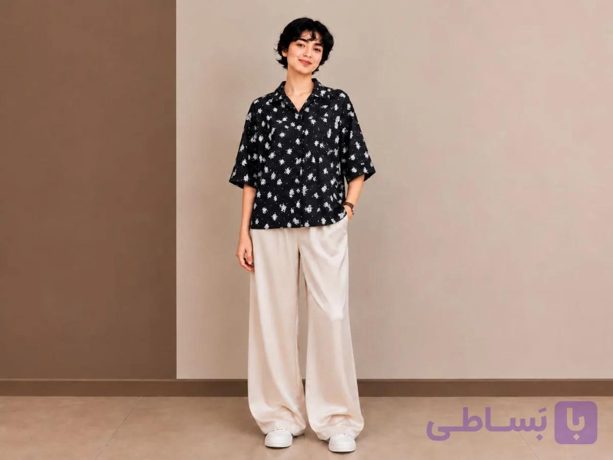 شومیز زنانه گلدار شیشه ای