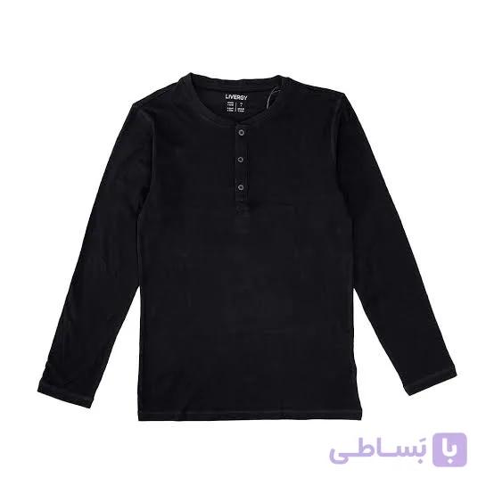بلوز مردانه آستین بلند برند لیورجی livergy مشکی ساده