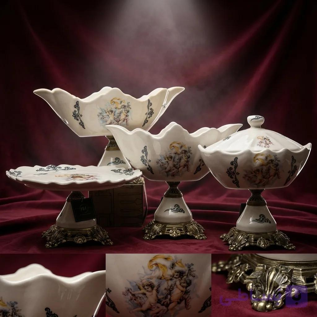 سرویس پذیرایی چینی پایه فلزی آیرین ۵ پارچه