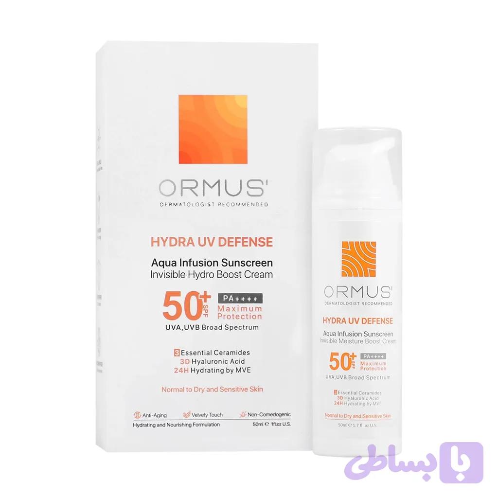 کرم ضدآفتاب آبرسان اورموس SPf50 مناسب پوست خشک و حساس