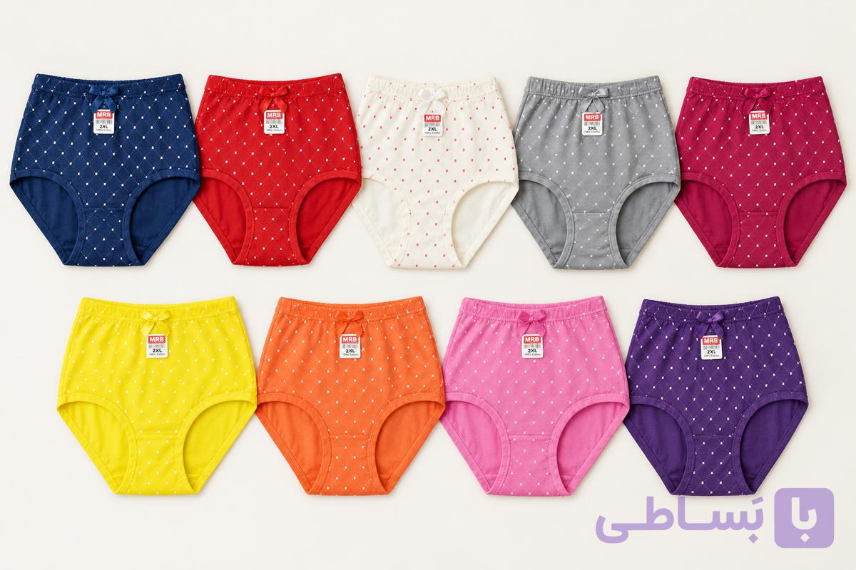 شورت زنانه کش پهن طرح بندی و رنگبندی جور سایز دو ایکس لارج