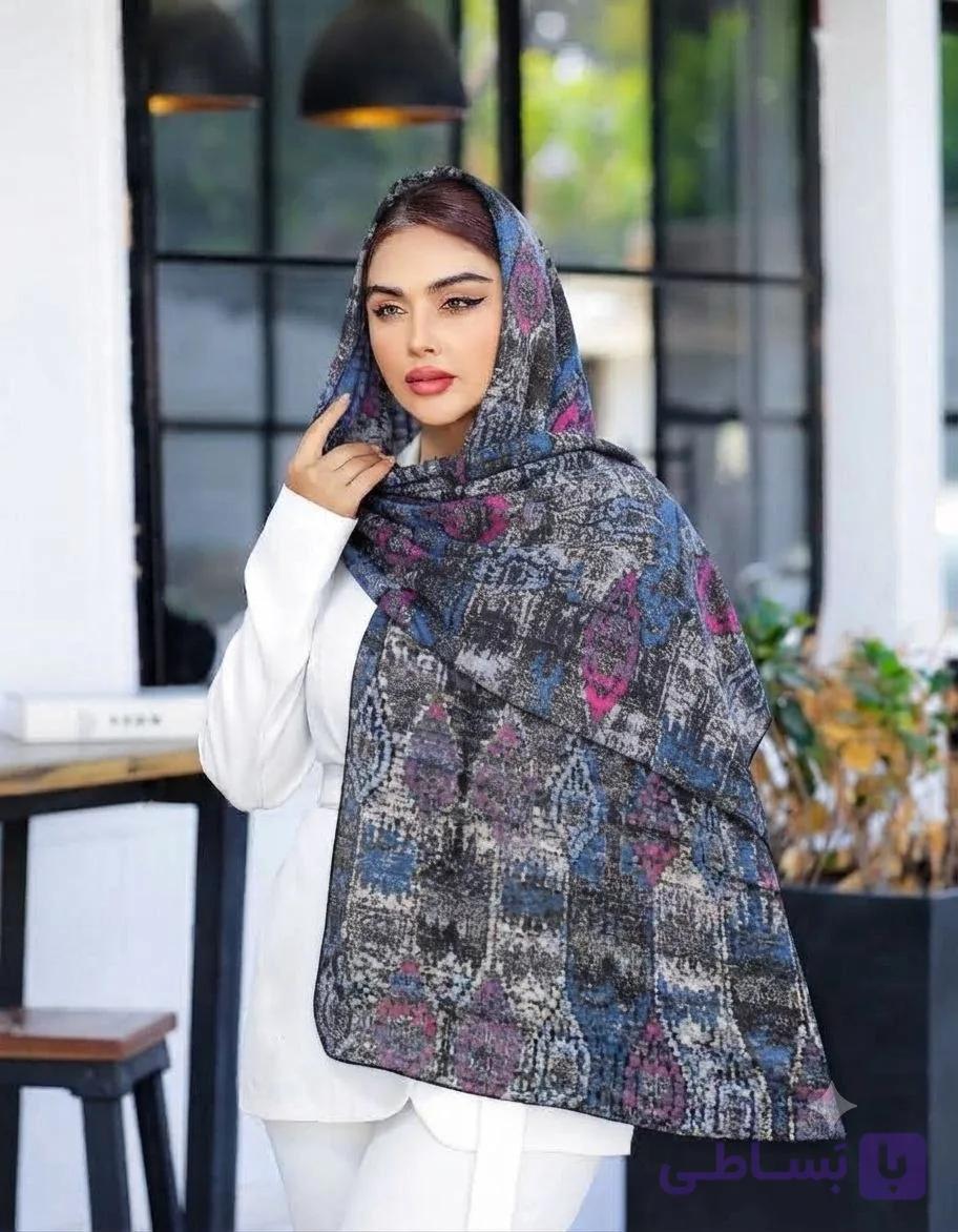 شال نخی چاپی با طرح اسلیمی
