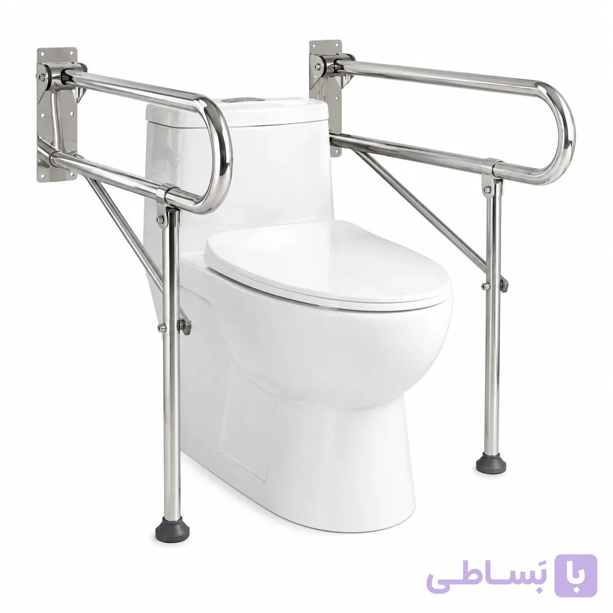 دستگیره تاشو پایه‌ دار توالت فرنگی استیل 304 — تصویر 1