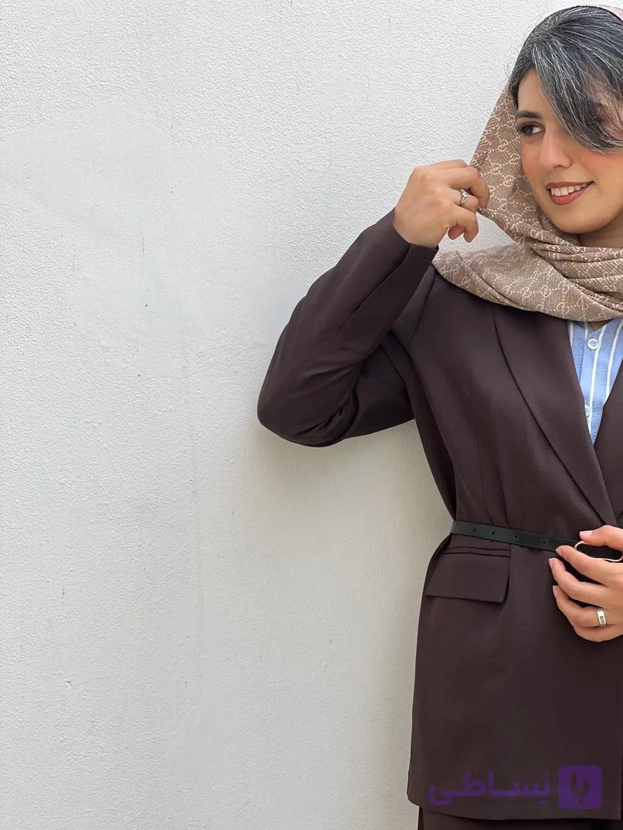 کت و شلوار بلیزر قهوه ای