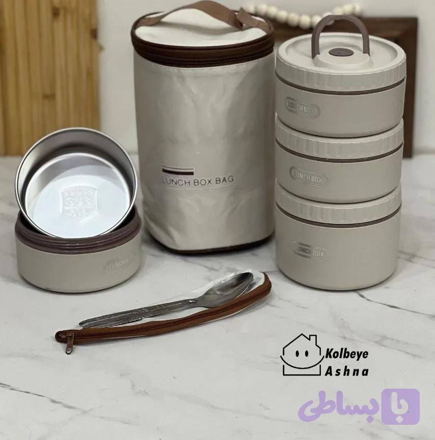 ظرف نگهدارنده غذا دلیشز فود مدل استیل کیف دار مجموعه سه عددی — تصویر 1