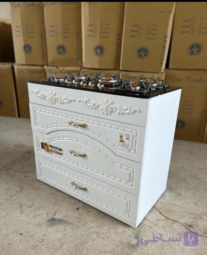 اجاق گاز جنرال طرح ام دی اف روی شیشه سه کشو