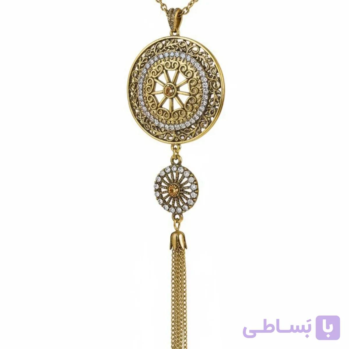 گردنبند زنانه با پلاک دو خورشید — تصویر 1