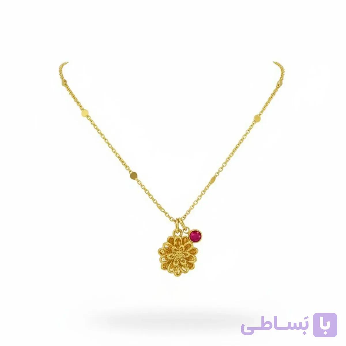 گردنبند زنانه با پلاک گل درشت — تصویر 1
