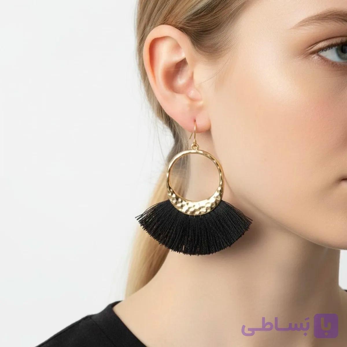 گوشواره زنانه ریشه ای مشکی — تصویر 1