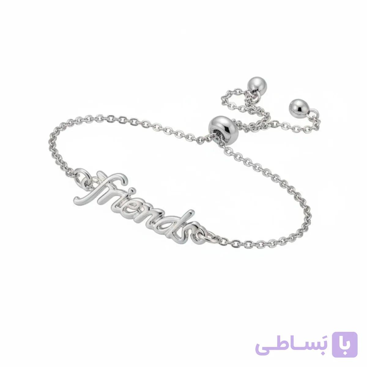 دستبند زنانه با پلاک friends نقره ای — تصویر 1