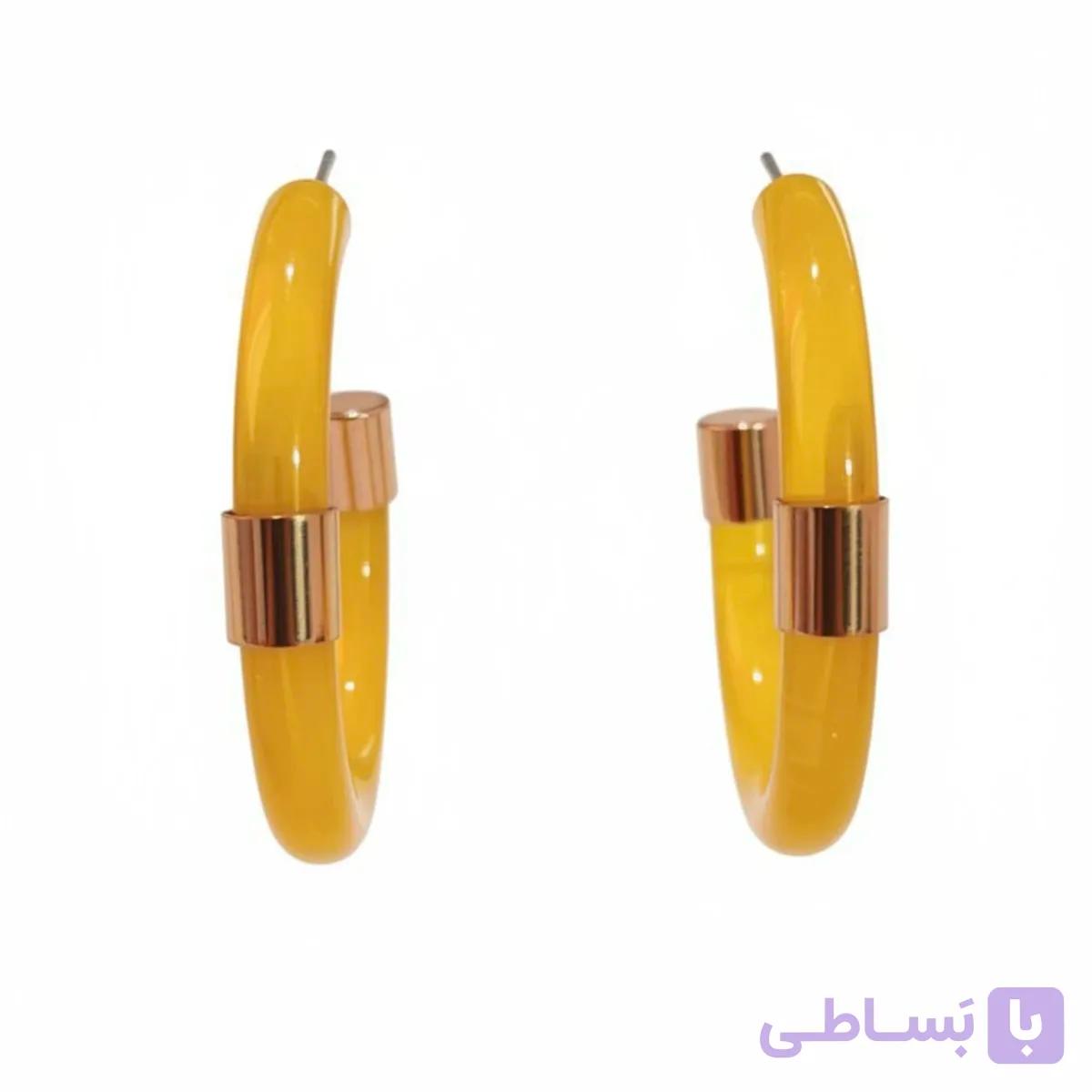 گوشواره زنانه نیم حلقه زرد — تصویر 1
