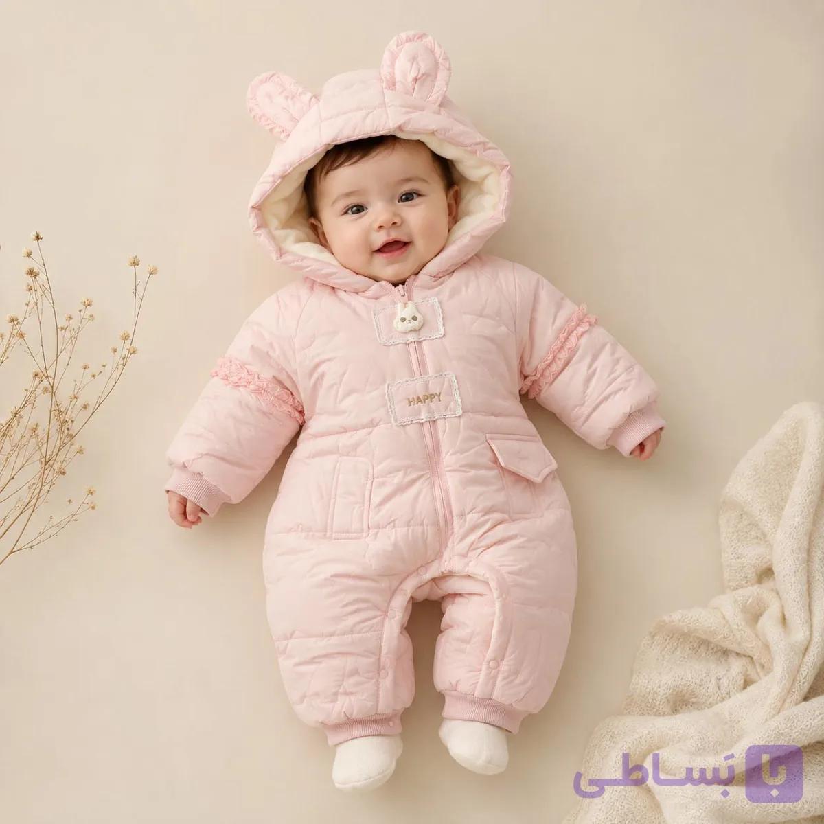 کاپشن سرهمی نوزادی وارداتی HQSD KIDS – طرح تدی – کد 2235 — تصویر 1