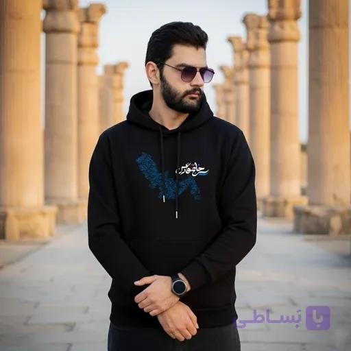 هودی سه نخ پنبه داخل کرک طرح قمارباز — تصویر 1