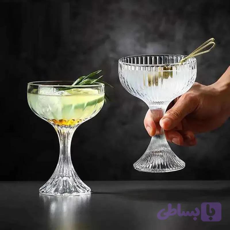 ست ۶ عددی بستنی‌خوری پایه‌دار طرح‌دار بلور
