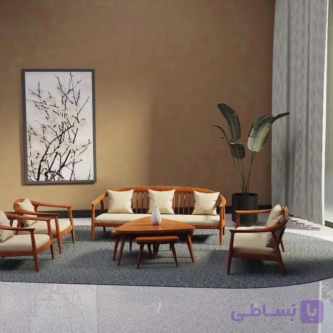 مبل کلاسیک ۷نفر‌ تمام چوب راش