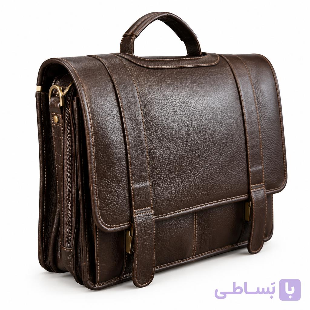 کیف اداری مردانه چرم میراث مدل 88 قهوه ای سوخته و عسلی (چرم طبیعی) — تصویر 1