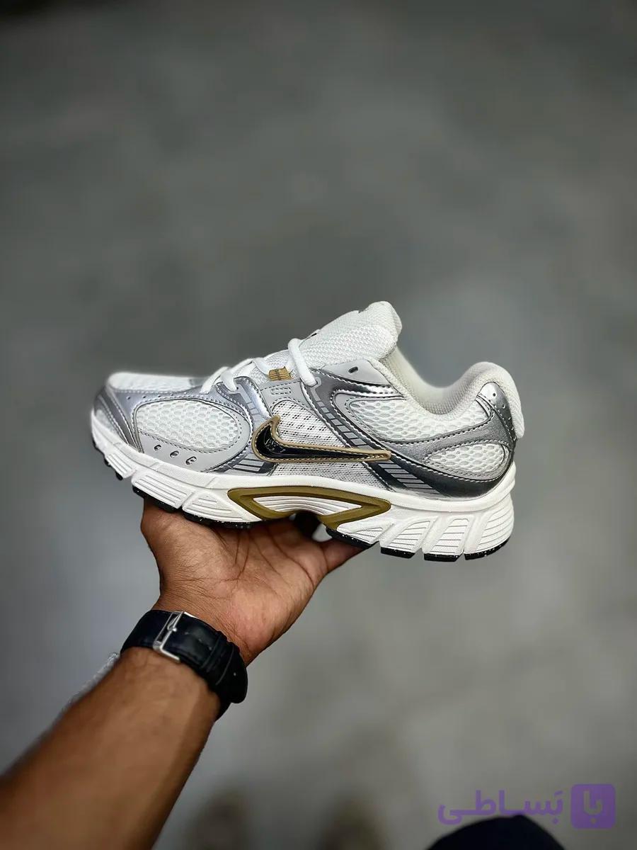 کتونی نایکی وی فایو آر ان آر کرمی نقره‌ای لوگوی اسووش مشکی ست کاپلی | Nike Field General V5 RNR Cream Silver Black — تصویر 1