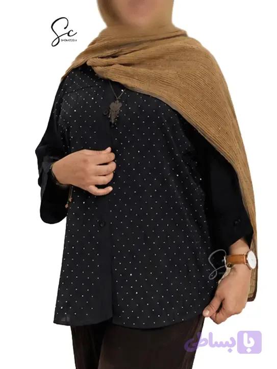 شومیز جلوباز زنانه طرح نگین (رنگبندی) — تصویر 1