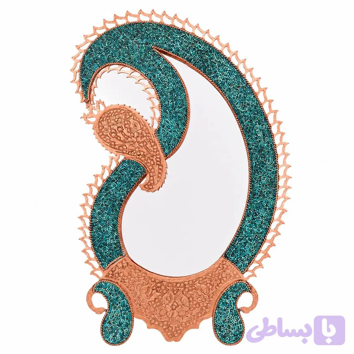 آینه فیروزه‌کوبی مدل ترمه قلم‌زنی — تصویر 1