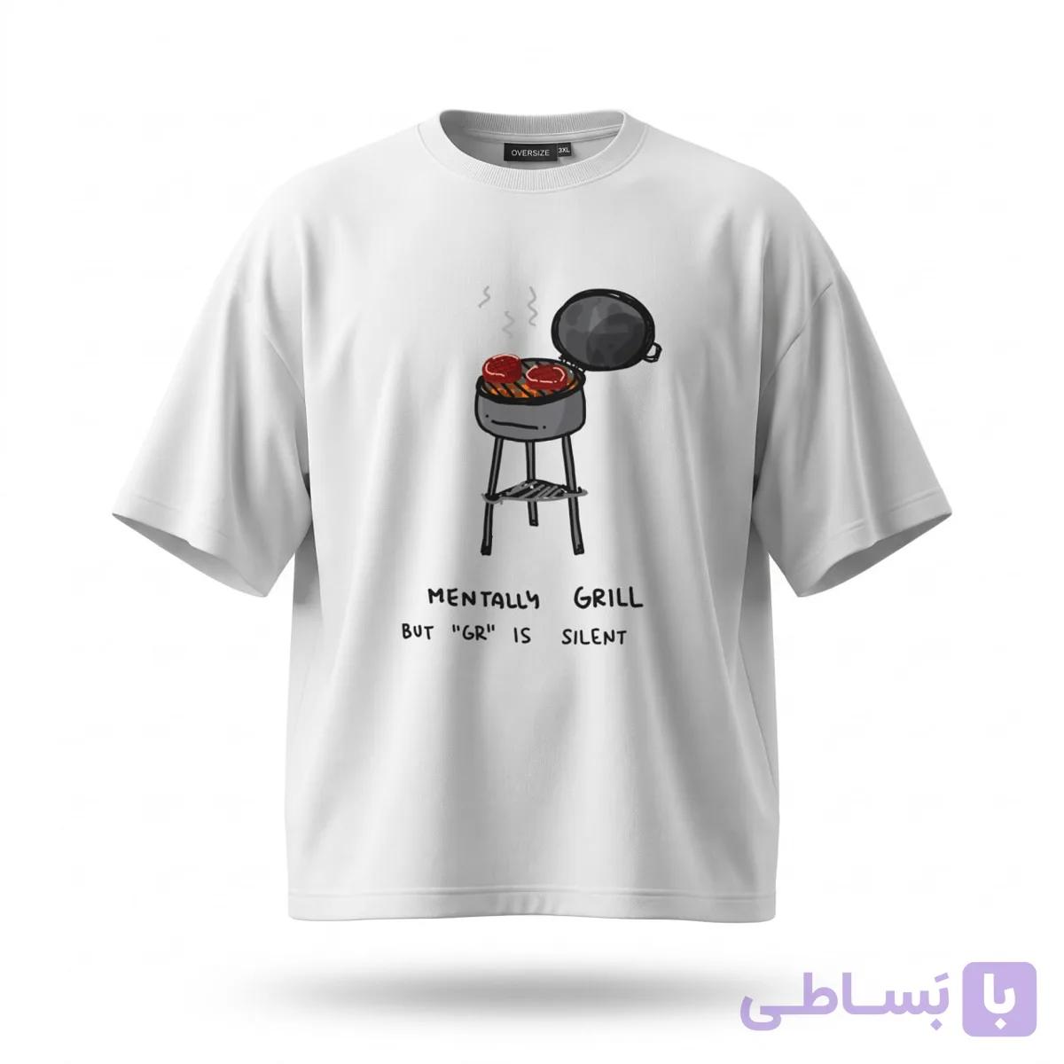 تیشرت سفید طرح گریل افسرده کد 81056 — تصویر 1