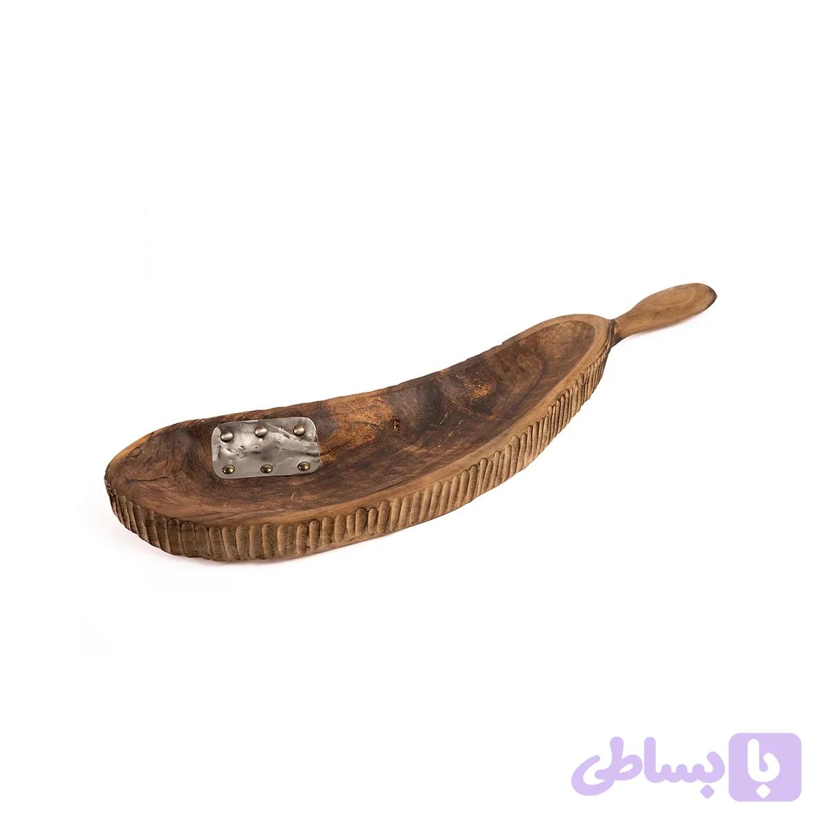 ظرف پذیرایی دفرمه دسته‌دار چوب گردو — تصویر 1