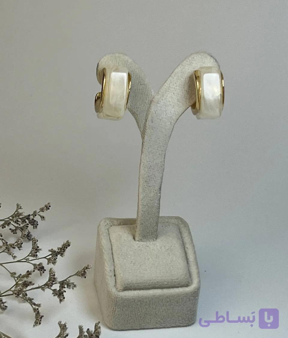 گوشواره میناکاری صدفی مینیمال