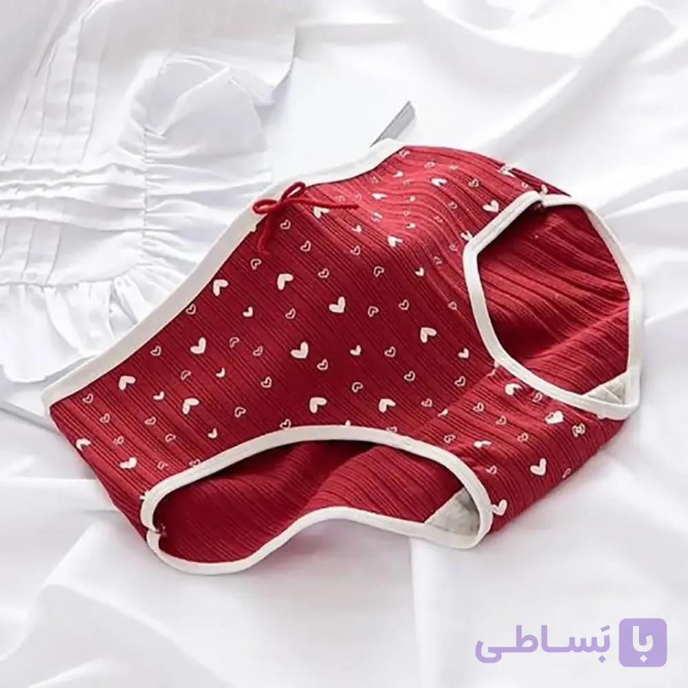 شورت زنانه نخ پنبه طرح توت فرنگی بسته 6 عدد — تصویر 1