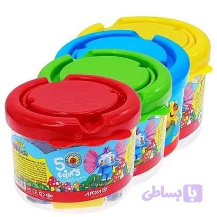 خمیربازی سطلی ۵ رنگ آریا همراه با ابزار مدل 1062 — تصویر 1