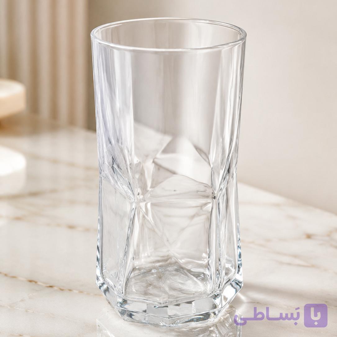 لیوان بلند دلی گلس (Deli Glass) مدل دیاموند | ست ۶ عددی شربت‌خوری کریستالین — تصویر 1