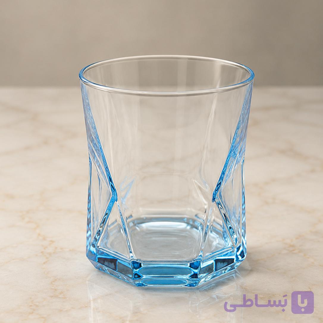 لیوان نیم‌لیوان (ویسکی‌خوری) دلی گلس مدل بلو دیاموند (Blue Diamond) | ست ۶ عددی با تم آبی ملایم — تصویر 1