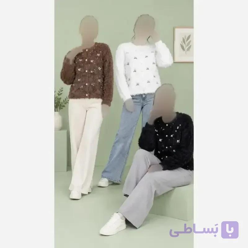 بافت جلو دکمه موهر پرز بلند وارداتی فری سایز نرم و لطیف — تصویر 1