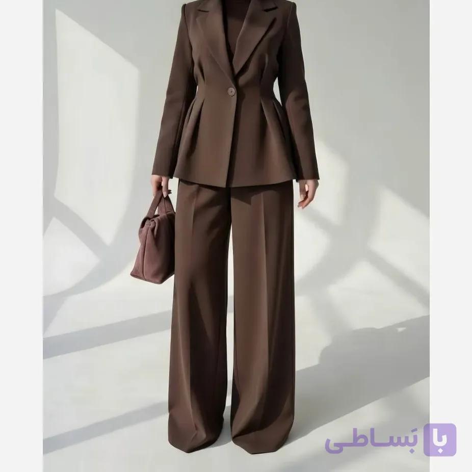 کت شلوار زنانه جنس مازراتی مدل ستایش سایز 1 و 2 رنگ بندی متنوع — تصویر 1