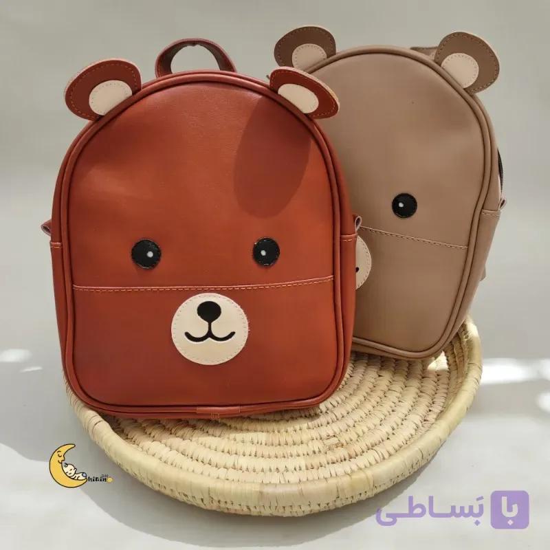 کوله پشتی چرم خرسی مهد کودک و پیش دبستانی دخترانه و پسرانه — تصویر 1