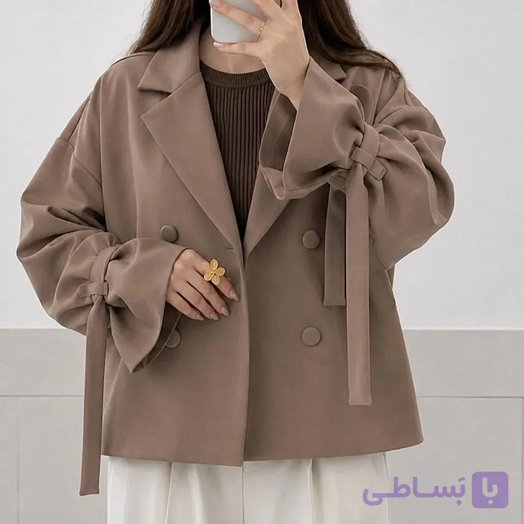 کت تک زنانه جنس مازراتی مدل ملورین آستین عروسکی سایزبندی — تصویر 1