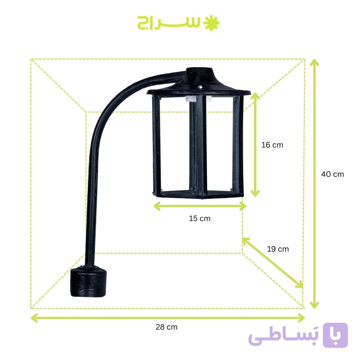 چراغ حیاطی و پارکی سرلوله فلزی مدل P-1JB — تصویر 1