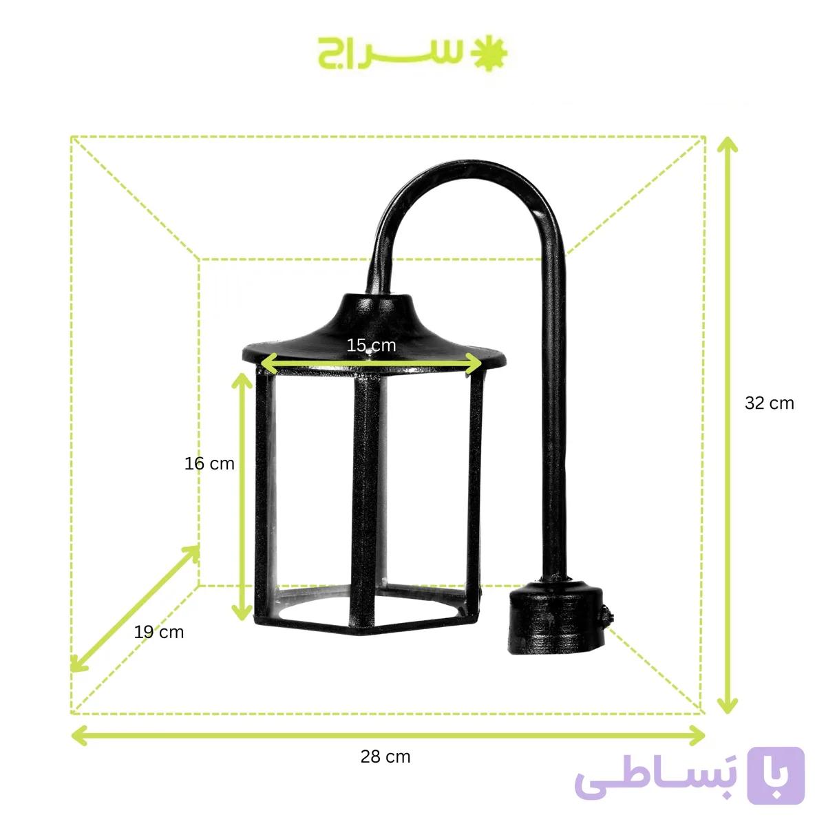 چراغ سرلوله حیاطی و پارکی فلزی مدل P-1SB — تصویر 1