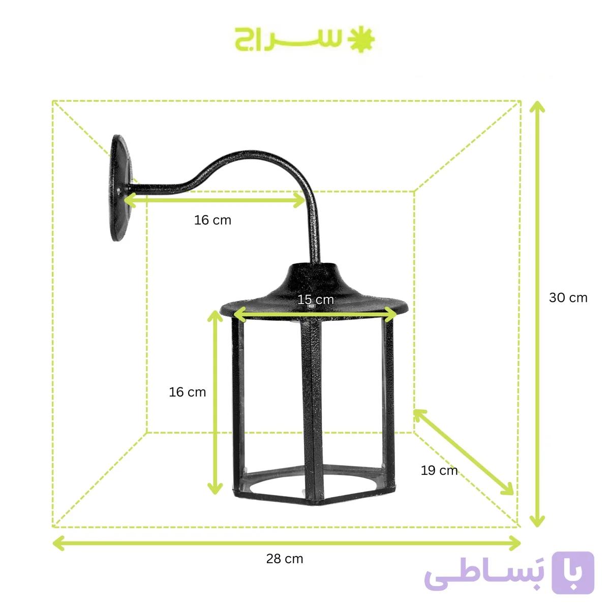 چراغ دیواری حیاطی فلزی مدل W-1NB — تصویر 1