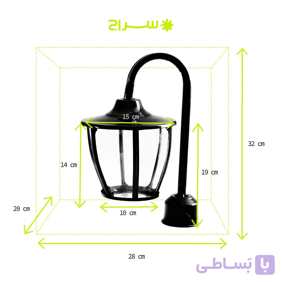 چراغ حیاطی و پارکی سرلوله تک شاخه فلزی مدل P-1SC — تصویر 1