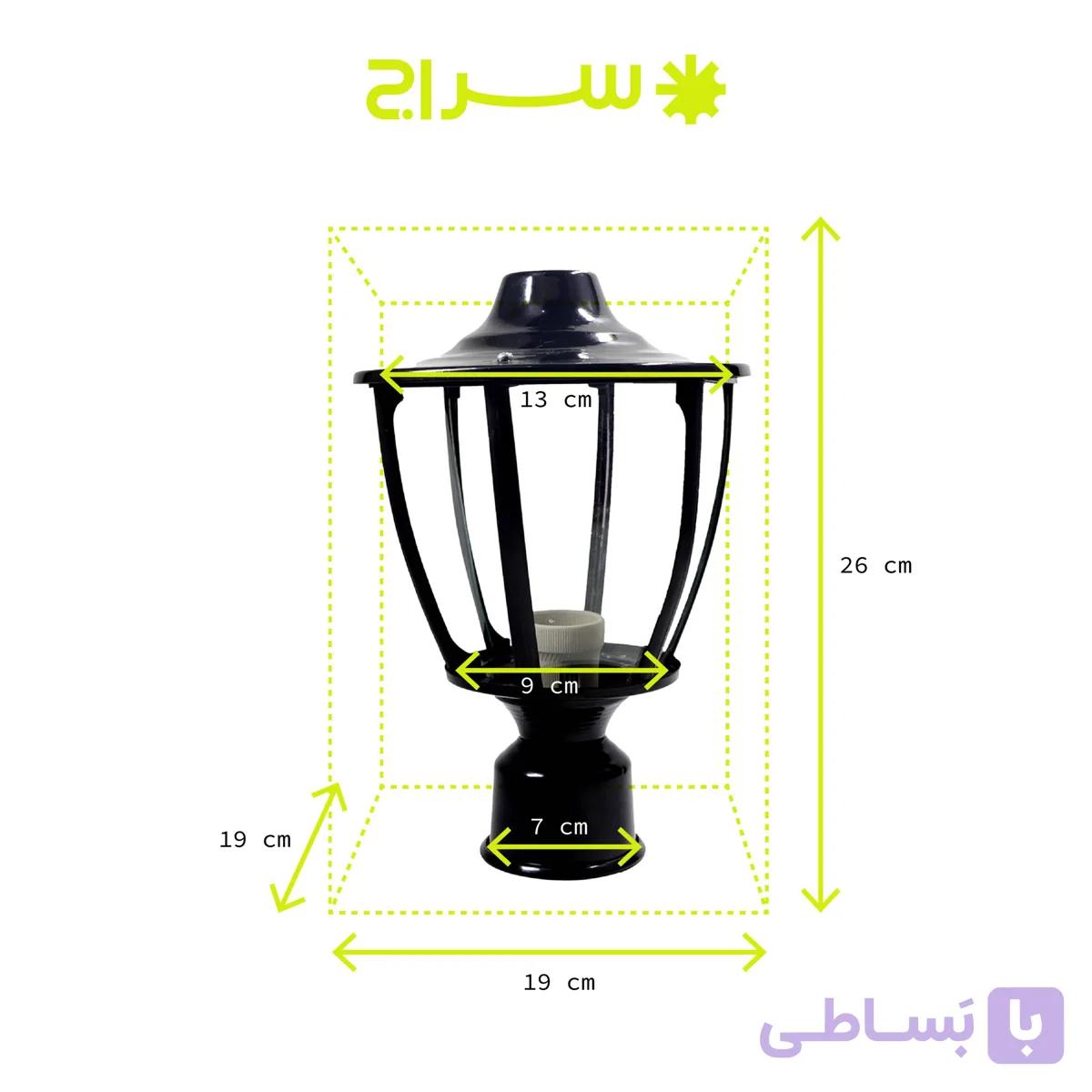 چراغ سرلوله حیاطی و پارکی فلزی مدل P-1TC — تصویر 1